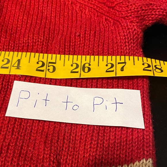 Festive vintage button up long sleeve Red and Blue Women's Sweater - Picture 8 of 16